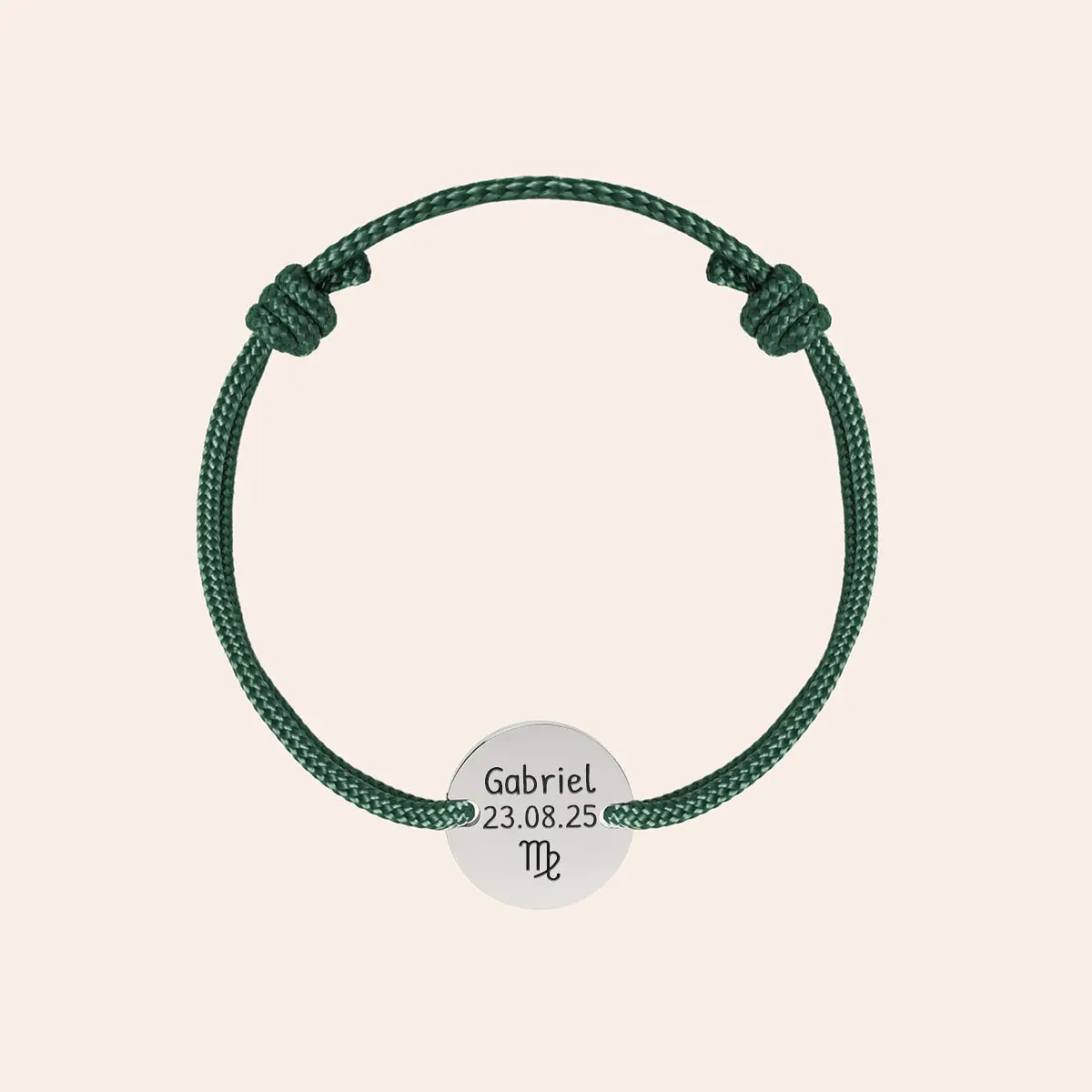 Bracelet homme cordon médaille à personnaliser - Acier