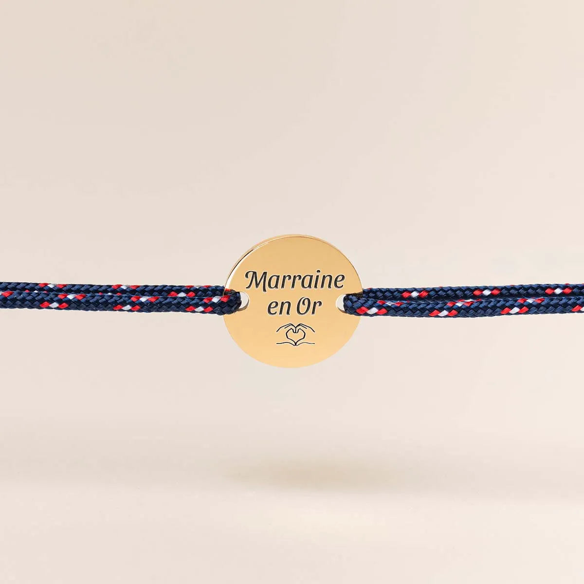 Bracelet femme cordon médaille à personnaliser - Doré