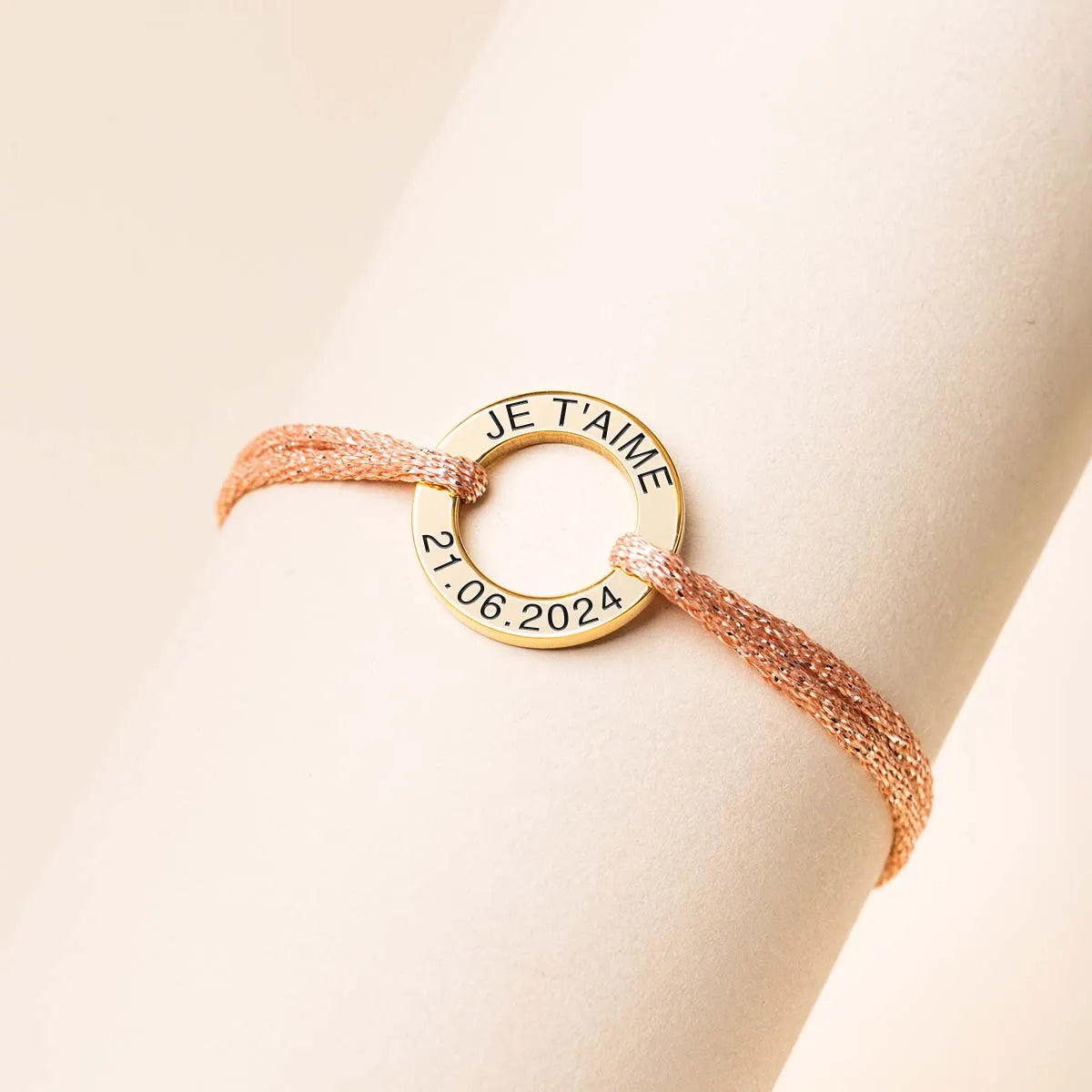 Bracelet femme cordon scintillant Cercle à personnaliser - Doré