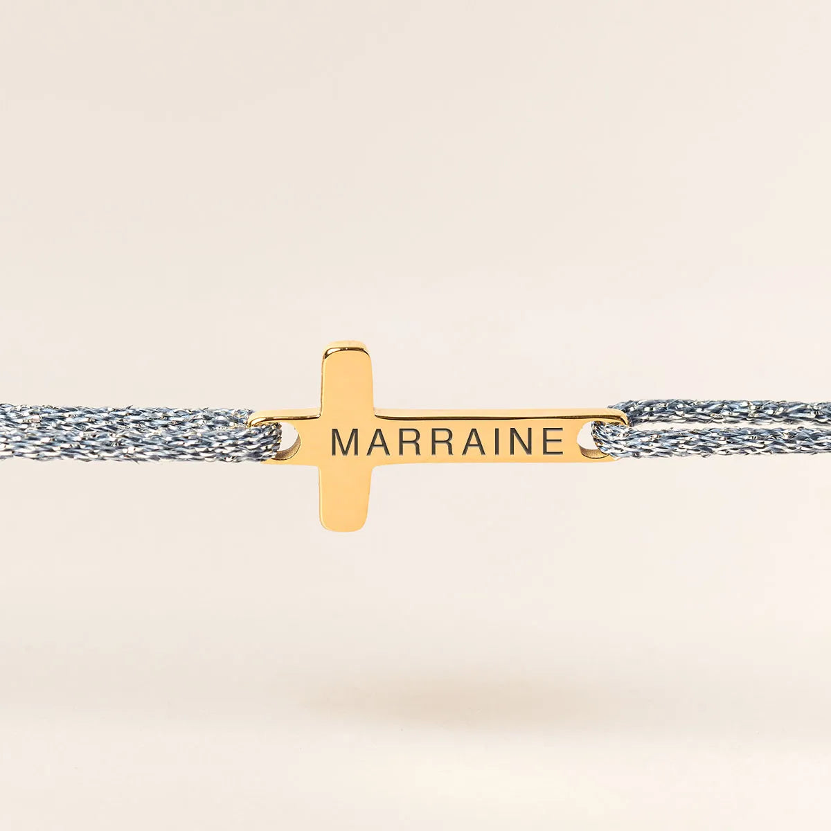 Bracelet croix femme cordon scintillant à personnaliser - Doré