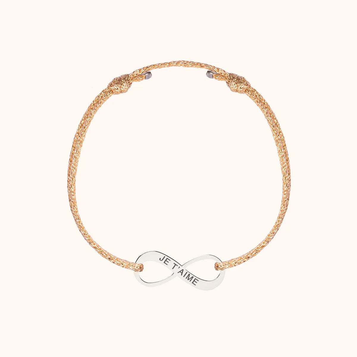 Bracelet femme cordon scintillant médaille Infini à personnaliser - Acier