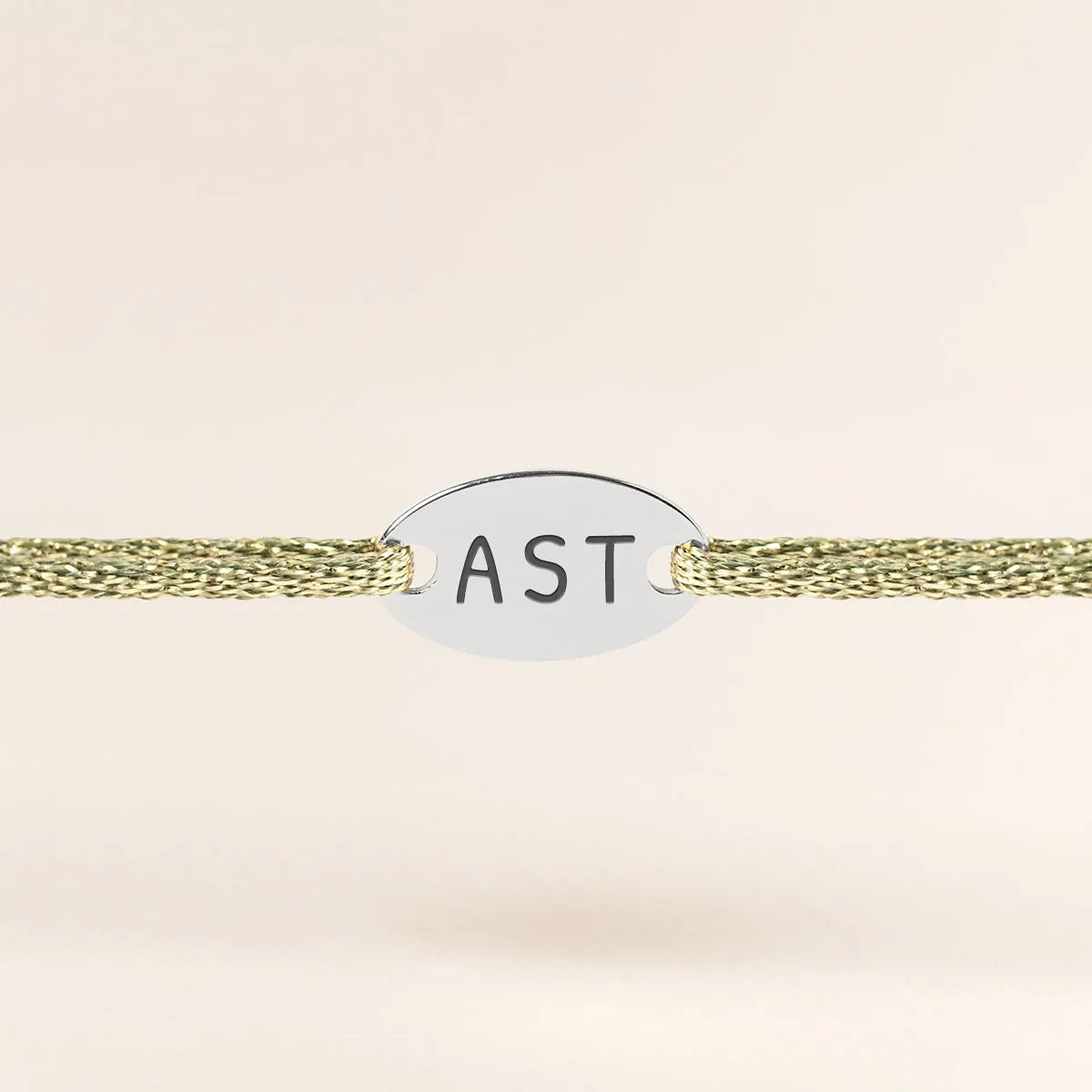 Bracelet femme cordon scintillant médaille ovale à personnaliser - Acier