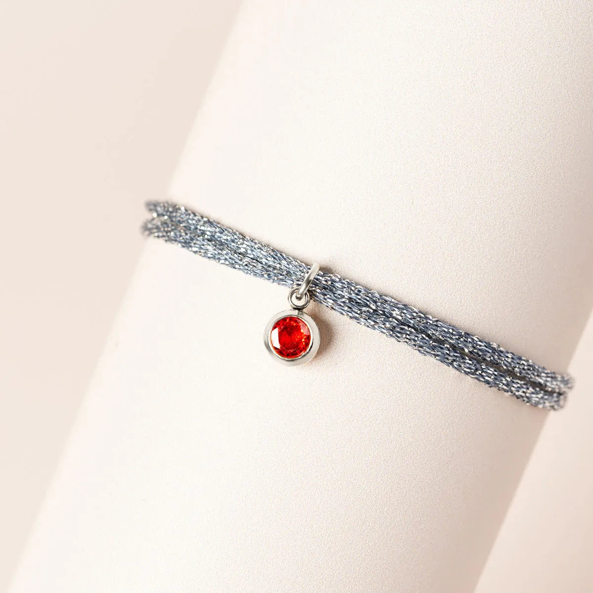 Bracelet femme cordon scintillant avec pierre de naissance - Acier