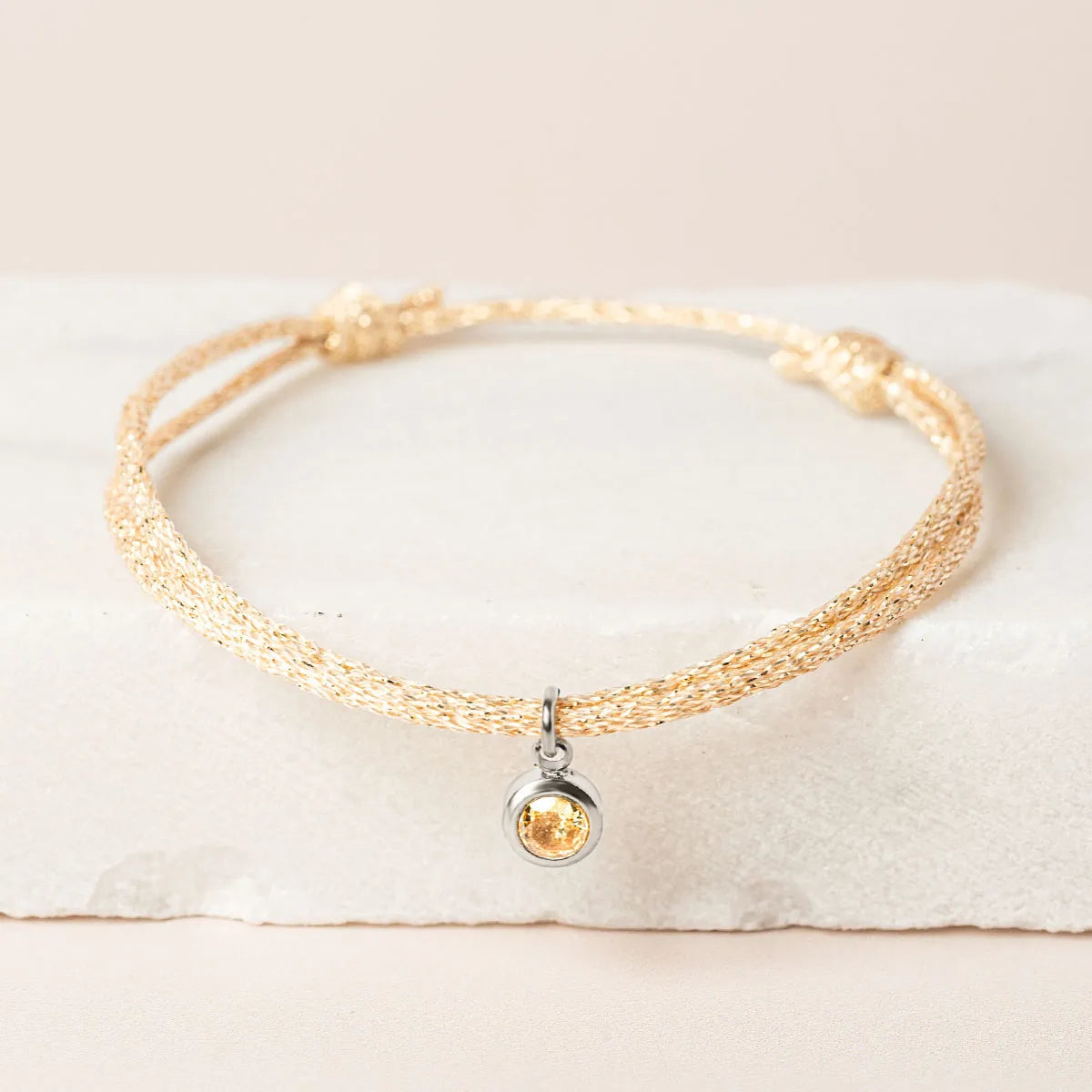 Bracelet femme cordon scintillant avec pierre de naissance - Acier