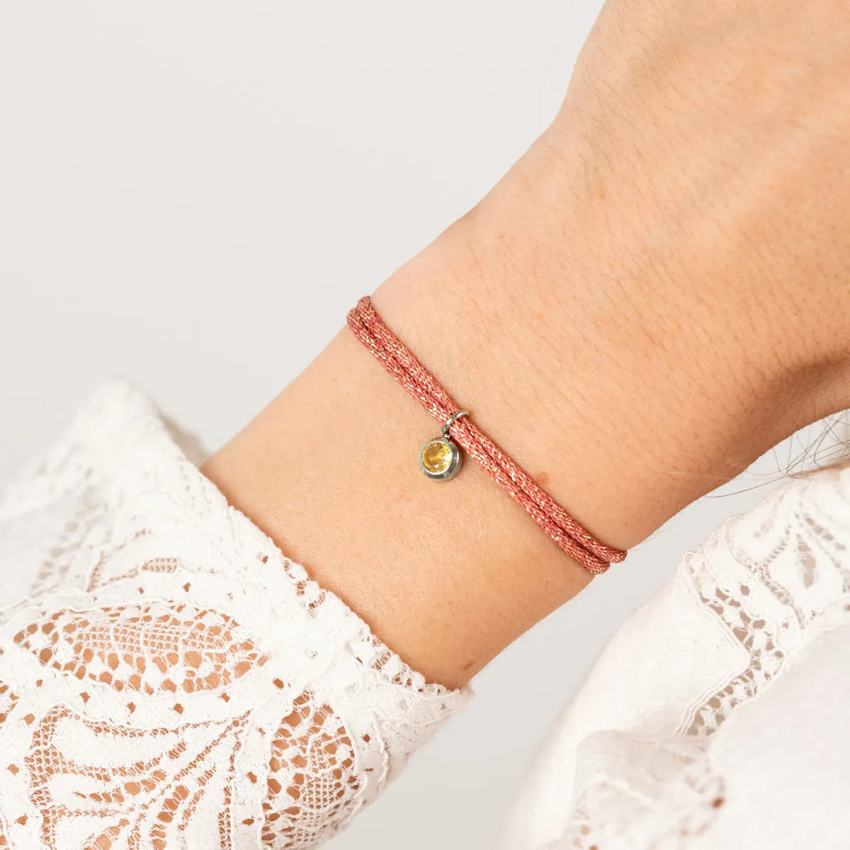 Bracelet femme cordon scintillant avec pierre de naissance - Acier