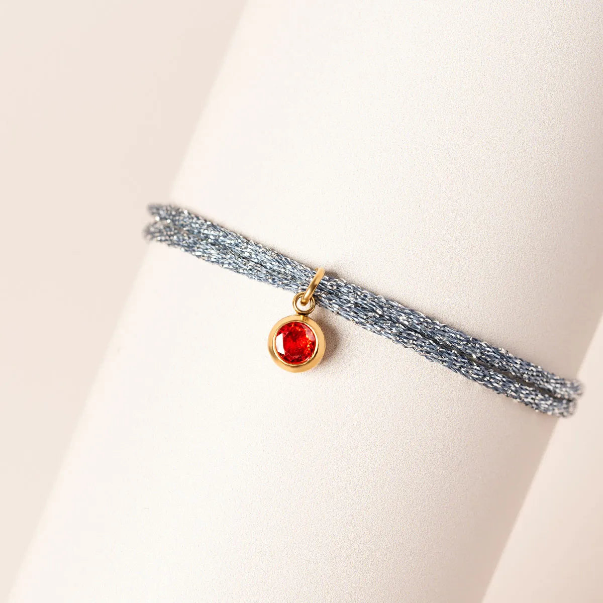 Bracelet femme cordon scintillant avec pierre de naissance - Doré