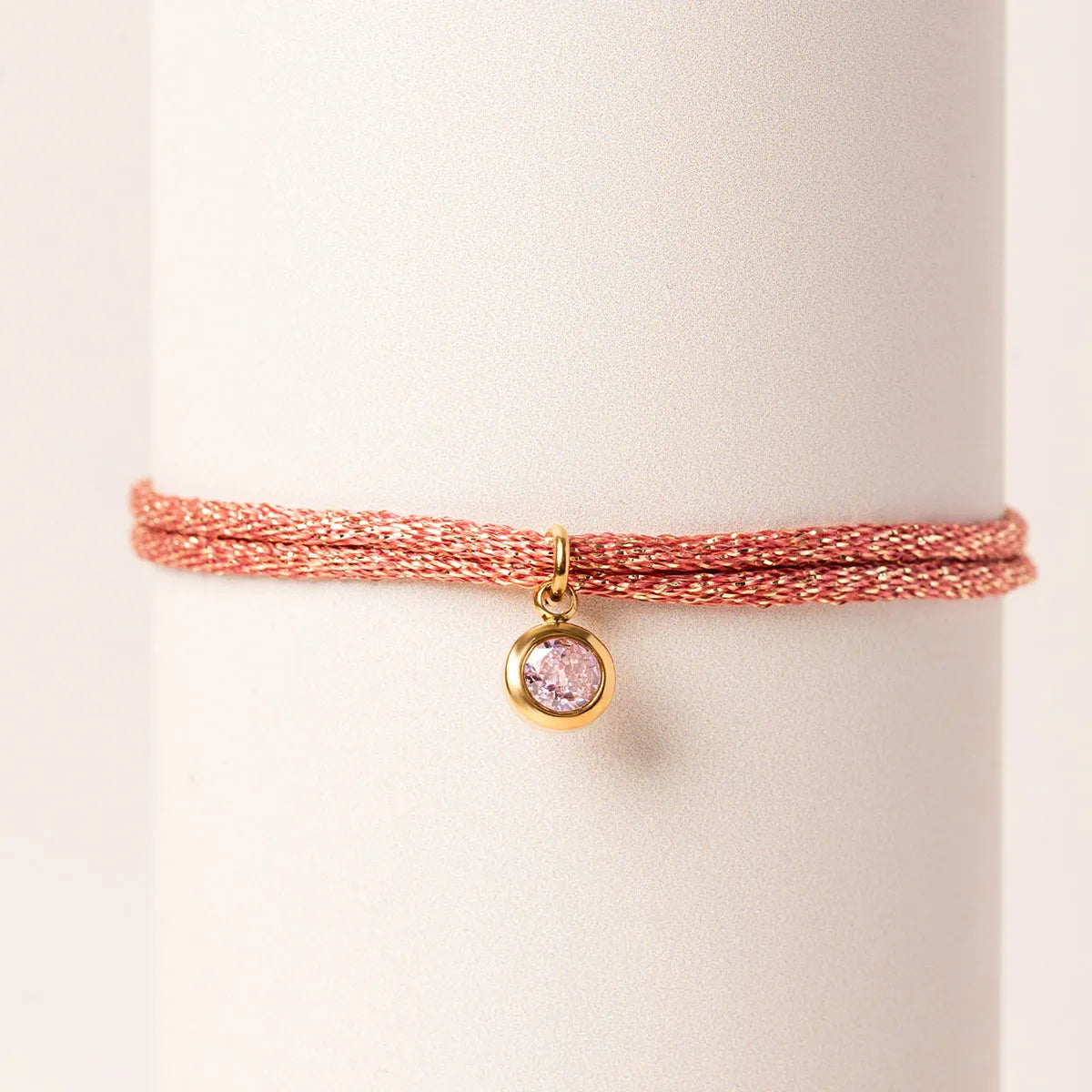 Bracelet femme cordon scintillant avec pierre de naissance - Doré