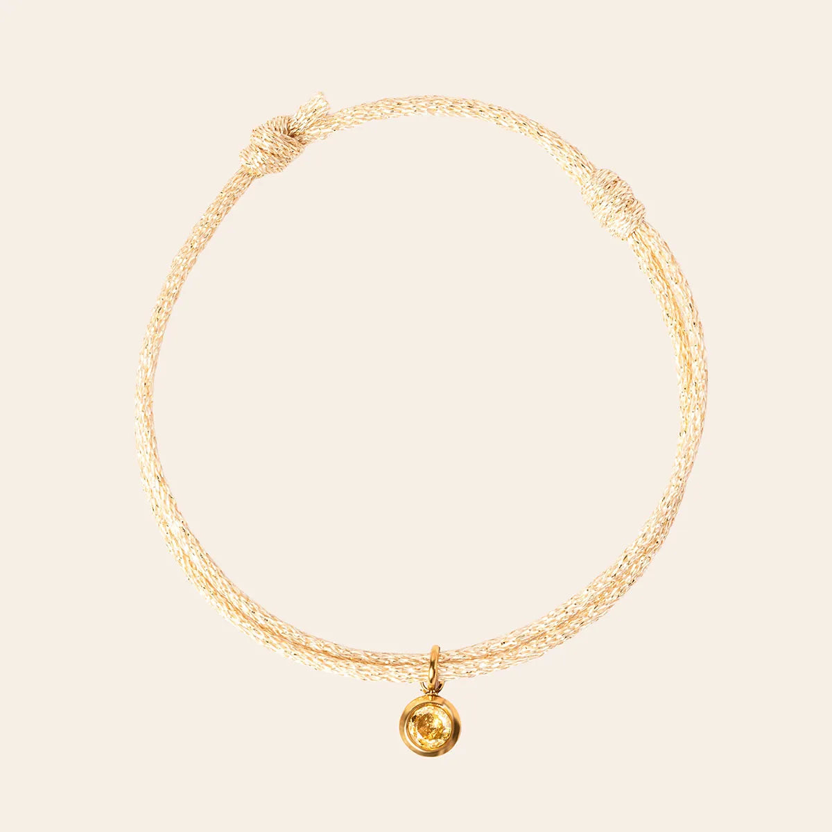 Bracelet femme cordon scintillant avec pierre de naissance - Doré