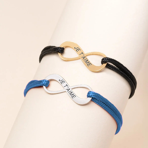Duo de bracelets cordon Infini à personnaliser