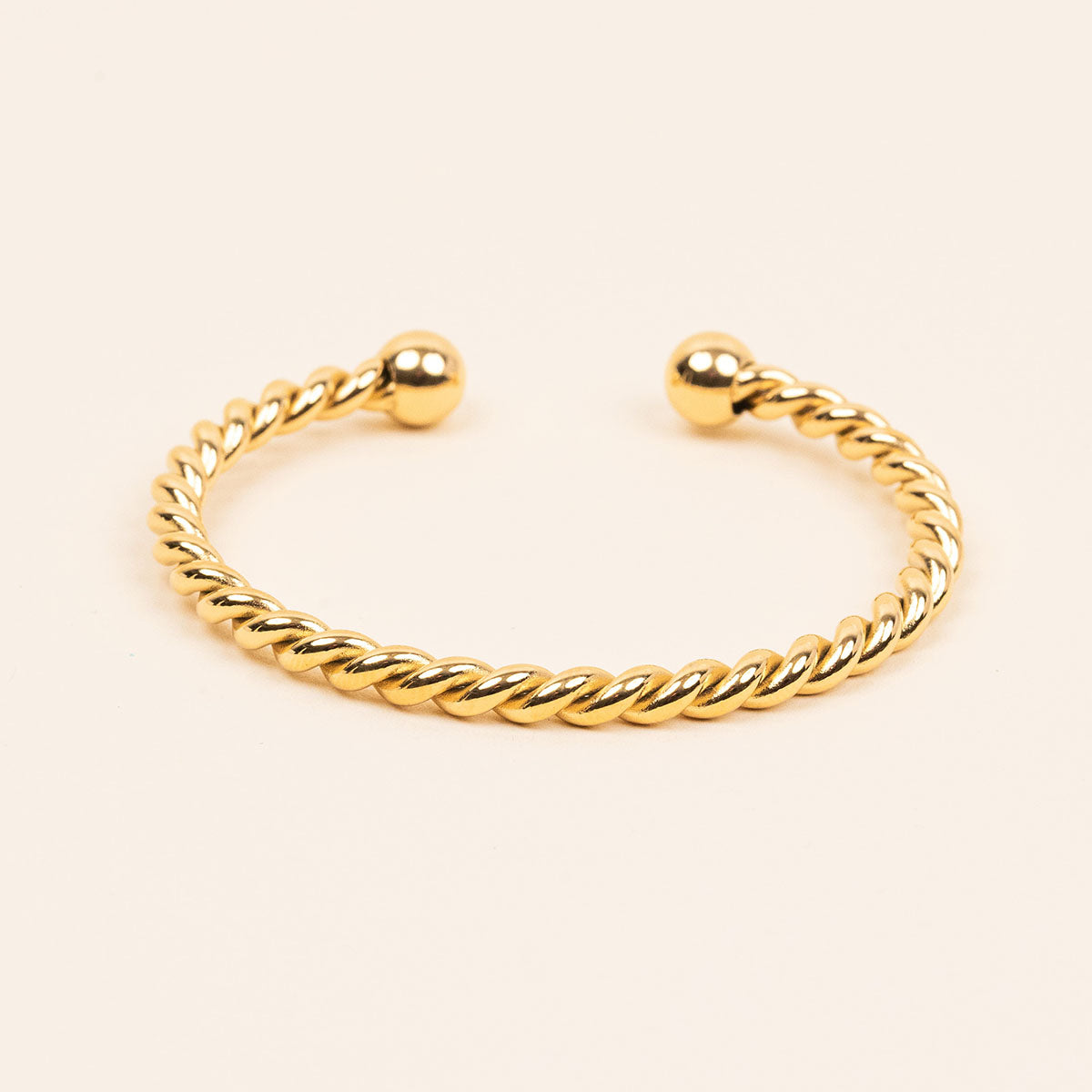Bracelet jonc torsadé - Coline - Acier doré