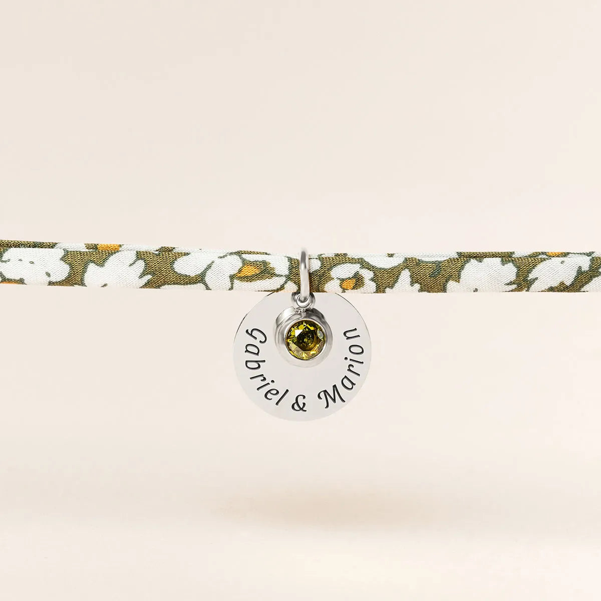 Bracelet Liberty médaille et pierre de naissance à personnaliser - Acier